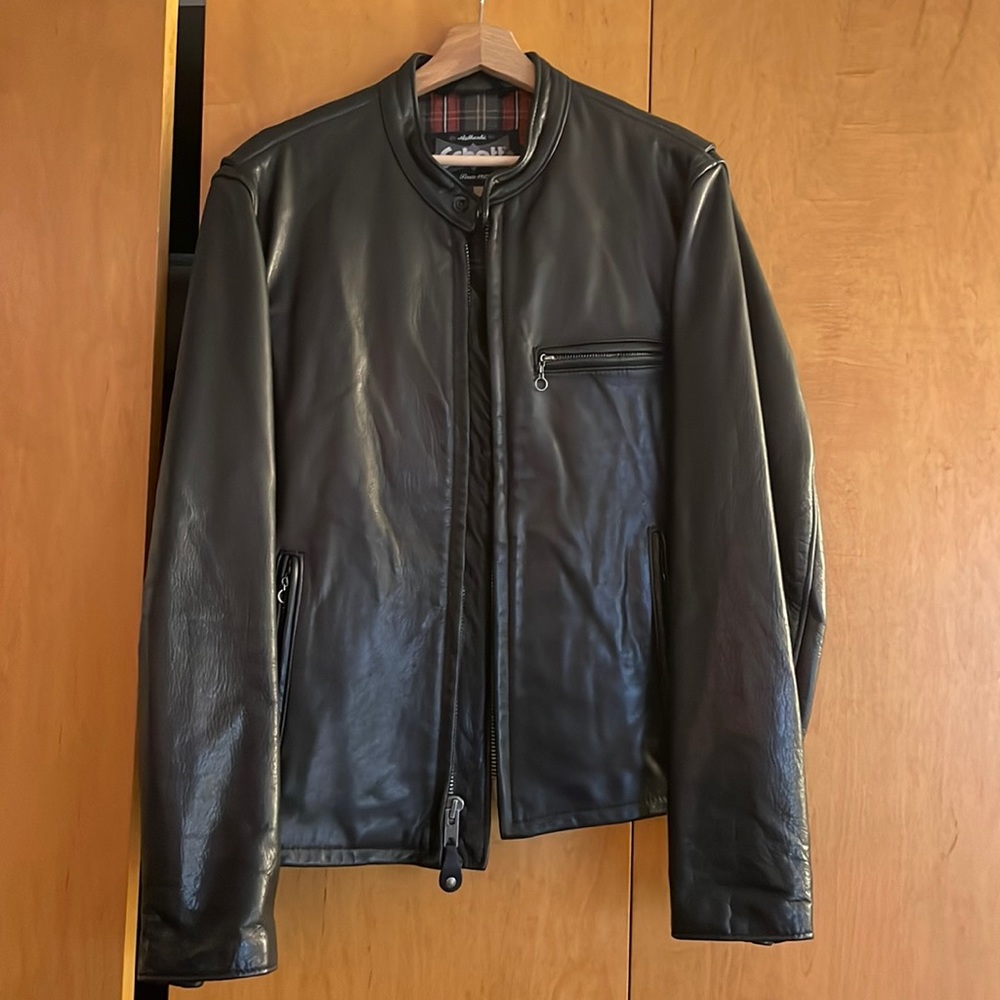 Schott NYC 530 Waxed Natural Pebbled Leather Jacket
